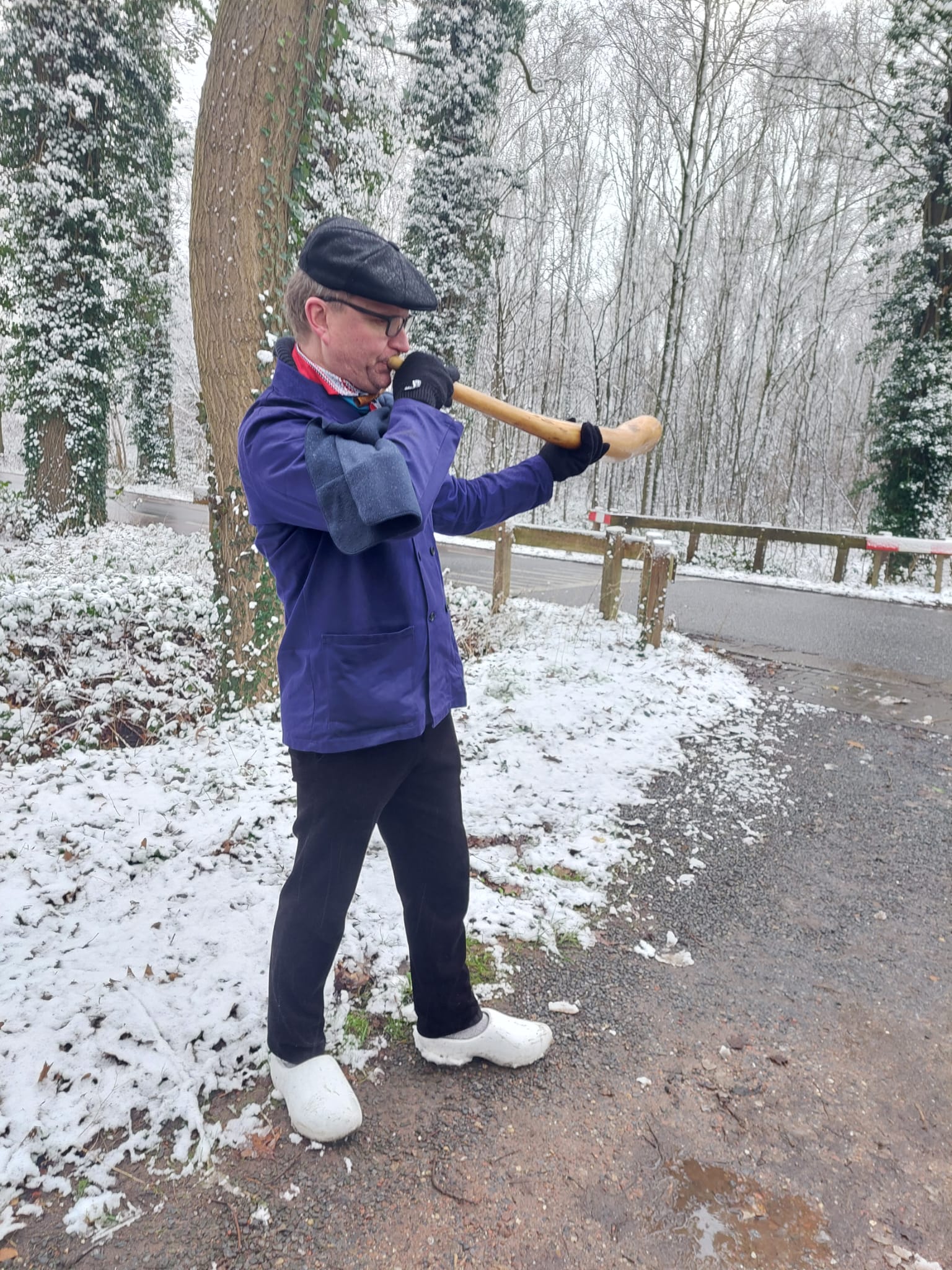 Midwinterhoornblazer Christiaan in actie
